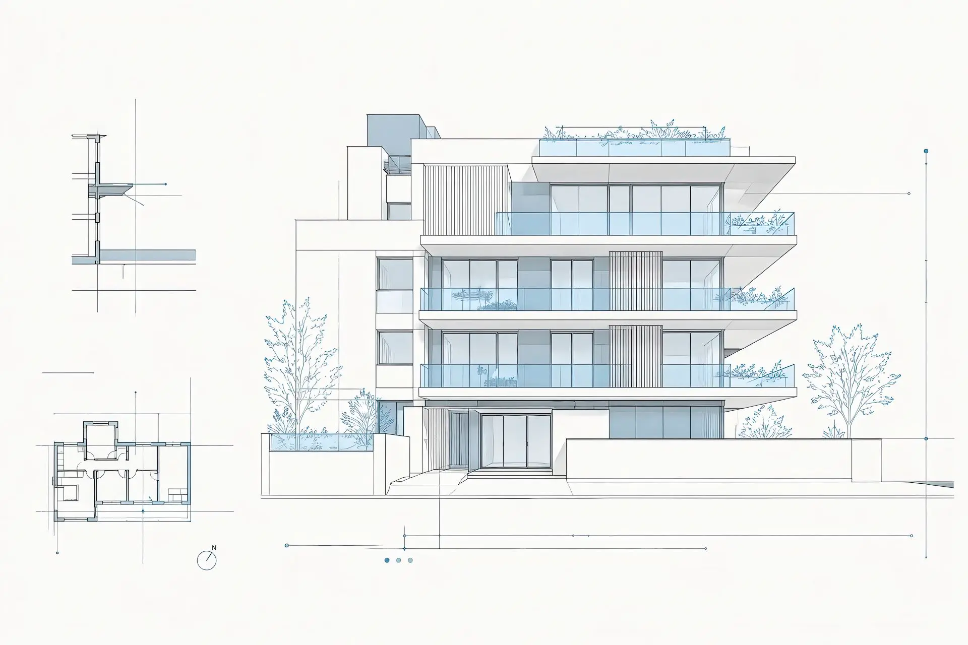 Progetto architettonico vettoriale di un edificio moderno